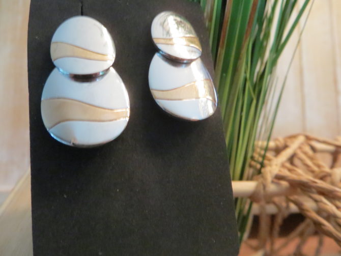 Zilveren oorhangers design met rose goldplated